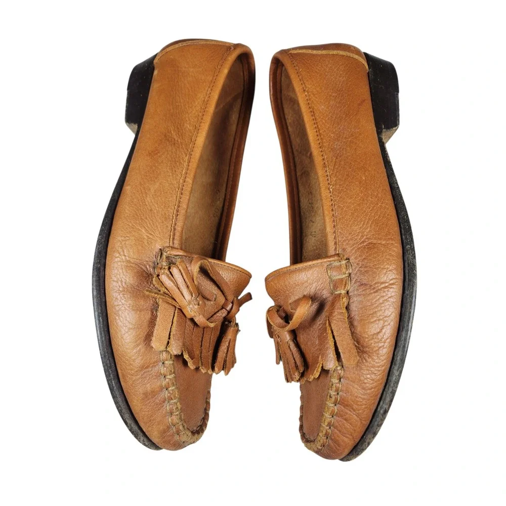 Vintage Cole Haan Brown Leather Tassel Loafers Preppy Academia Old Money 6.5
